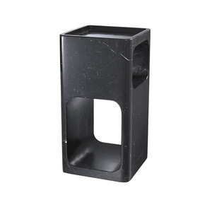 Table d'appoint en marbre naturel de style moderne, meubles noirs au design creux irrégulier pour la maison en ciment - Product Image 2
