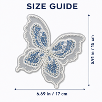 Applique papillon en jean bleu avec perles, breloques et paillettes, broderie à coudre pour décorer vestes, robes et sacs