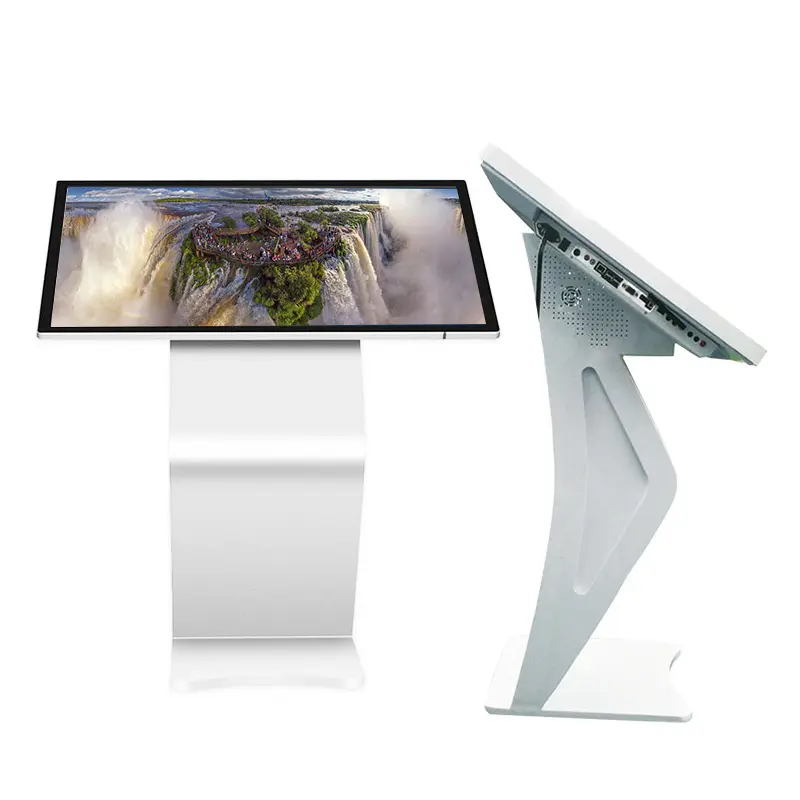 43 49 55 polegadas assoalho que está o K-tipo monitor baixo interativo do tela táctil 4K para a exposição do wifi do androide que anuncia o quiosque