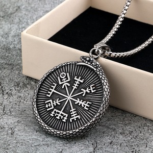 yunnique Vintage Stainless Steel Men's Pendant Viking <b>Compass</b> Symbol Charm Geometric Design Gift Jewelry - Product Image 3