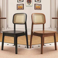 Chaise de salle à manger en rotin et bois massif, structure en bois d'hévéa, assise pliable, style moderne pour la maison, le restaurant, le café
