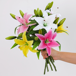 Suministro de Fábrica: Lirios Artificiales de Tacto Real con Tallo Largo de 38cm, Flor de Lirio Falsa para Pedidos al por Mayor, Arreglos Florales para Bodas, Decoración del Hogar - Product Image 1
