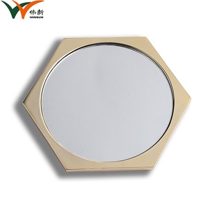 Simple Design Single Side Custom Logo Gold Metal Makeup Mirror With Velvet Pouch - Product Image 6