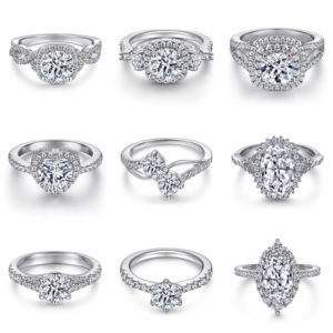 แหวนสำหรับเจ้าสาวทำจากเงินสเตอริ S925แหวนหมั้นทรงลูกบาศก์เซอร์โคเนียทรงกลมตัดพร้อมแถบรัศมีและแหวนปูสำหรับงานแต่งงานสุดหรูของขวัญ - Product Image 1