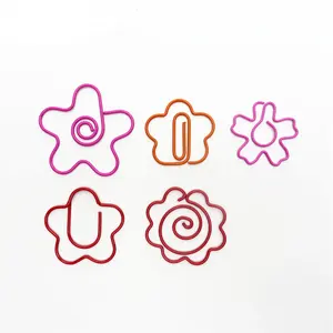 Paper Clips Manufacturer Custom Logo Designs Colored Unique Flower Paper Clips in Tin Box