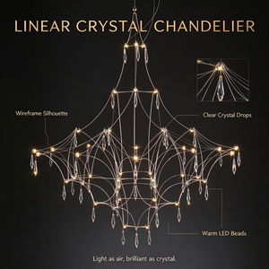 Lustre LED linéaire en cristal, <span class=keywords><strong>suspension</strong></span> postmoderne pour hall de duplex, restaurant, villa, décoration intérieure - Product Image 2