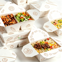 Boîte à lunch jetable en papier, compartimentée, avec revêtement PE anti-graisse, pliable, pour plats à emporter, bento, salades, poulet frit, repas légers, street food, pique-nique