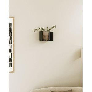 Estante de Pared Metálico Petra, Negro Mate, Acero con Recubrimiento en Polvo, Moderno, para Sala de Estar, Soporte para Macetas - Product Image 1