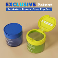 Pot cosmétique rond personnalisé en plastique PET pour crème, gommage corporel, beurre corporel, toner, ou tampons de coton, avec couvercle à clapet, 200ml 300ml 500ml