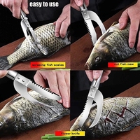 Couteau à écailles de poisson en acier inoxydable 3 en 1 couteau à découper/gratter/creuser couteau à Maw grattoir à écailles éplucheurs de dents de scie outil d'élimination des écailles de poisson