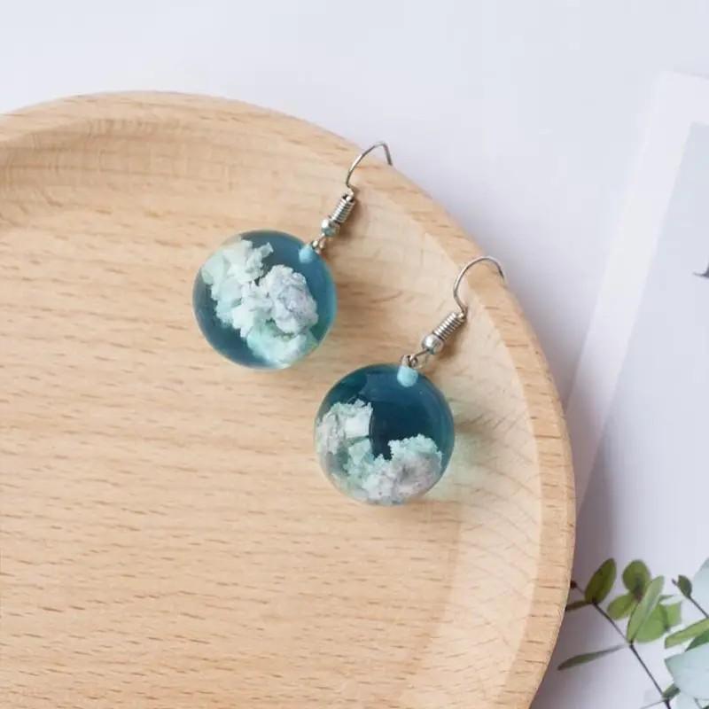 Blue cloud ball earrings