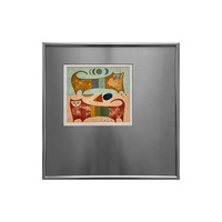 Peinture décorative abstraite moderne simple de Cat Group, cadre en alliage d'aluminium argenté pour chambre à coucher, chambre d'enfant, salon