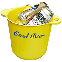 Seau à glace créatif en plastique transparent noir, jaune, bleu, champagne, 3,5 L, 5 L, pour bière, vin, restaurant, avec logo de marque personnalisé