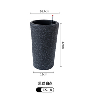 Pot Tanaman Penyiram Otomatis, Plastik PP, Finishing Spray-Dot & Desain Bergaris Berpilin untuk Dalam/Luar Ruangan/Balkon/Taman
