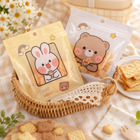 En stock, sac d'emballage pour biscuits givrés avec poignée découpée, pochette refermable de qualité alimentaire pour les en-cas de boulangerie