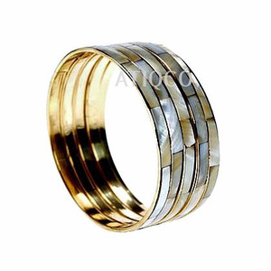 Indian Brass Metal & Mother of Pearl Antique <b>Silver</b> Plated Women's Trendy Fashion <b>Bangle</b> <b>Bracelet</b> - Product Image 2
