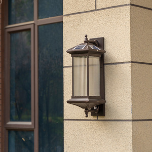 Lámpara de pared para exteriores Vintage Industrial de estilo europeo, lámpara de pared E27 resistente al agua de vidrio de aluminio negro para jardín, pasillo, puerta lateral - Product Image 2