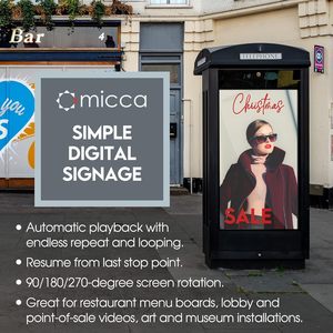 Micca 4K Ultra-HD Reproductor multimedia digital Compatible con unidades USB Tarjetas MicroSD H.265/HEVC H.264/AVC MP4 MKV Pantallas de señalización digital - Product Image 2