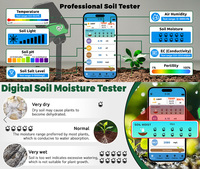 Testeur de pH du sol Bluetooth 8 en 1, détecteur intelligent d'humidité du sol, fertilité, sel, humidité, pH, EC, lumière, température, kit de test de pH du sol