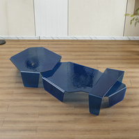 Table basse en verre thermoformé effet vague d'eau, petite table de salon moderne de luxe léger, panneau en verre trempé thermoformé
