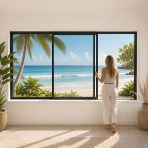 Conjunto de Habitación Compacto y Económico con Ventana de Vidrio de Diseño Sencillo, Protección Solar y Contra Corrientes de Aire, Ideal para Zona de Juegos Infantil - Product Image 1