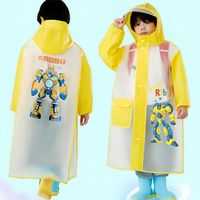 Manteau de pluie long pour enfants à double bordure et capuche, mignon |   Housse de sac à dos épaisse, imperméable, coupe-vent et réfléchissante |   Combinaison de pluie pour enfants d'âge scolaire