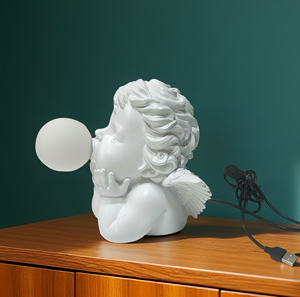 Lampada da cherubino artigianale in resina romantica-luce d'accento perfetta per la camera da letto decorazione per la casa da scrivania statua lampade - Product Image 2