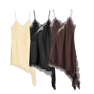 Women Sexy Lace Splicing <strong>Dresses</strong> Summer Solid Sleeveless Asymmetry <strong>Dress</strong> Backless Slim Women's Party Sling Mini <strong>Dress</strong> - Product Image 1