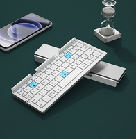 Clavier Mini Pliable Coréen Russe avec Support pour 3 Appareils, Rechargeable, pour Téléphone et Tablette