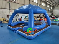 Nouvelle conception d'île flottante gonflable pour la baignade en mer, plateforme de loisirs certifiée CE, tissu à double paroi