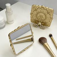 Nouveau miroir cosmétique de bureau carré, portable, avec cadre métallique tactile, pliable, personnalisation possible
