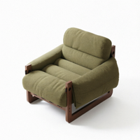 Fauteuil de détente moderne avec structure en bois massif et intérieur en tissu durable pour salon