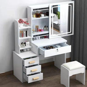 New Modern Bedroom Complete Set of Density Board <strong>Dressing</strong> <strong>Table</strong> with Stool Lighted Mirror <strong>Storage</strong> - Product Image 1