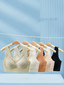 Sujetador sin aros para mujer, con soporte para el busto, anticaídas, con encaje, sin costuras, copa fija - Product Image 5
