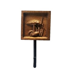Solid <b>Wood</b> Wall <b>Hook</b> Mushroom Design Square Shape <b>Coat</b> And Cap Holder Nordic Style No Drilling Required - Product Image 5