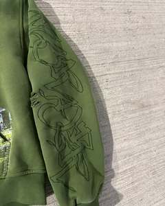 Tùy Chỉnh Boxy Quá Khổ Mens Hai Lớp Mui Xe Hoodie Dtg In Ấn Zip up Axit Rửa Áo Khoác Nhà Sản Xuất - Product Image 4