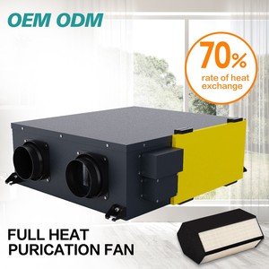 Récupérateur d'air de ventilation à récupération de chaleur <span class=keywords><strong>VMC</strong></span> à <span class=keywords><strong>double</strong></span> <span class=keywords><strong>flux</strong></span> avec pales en acier inoxydable Moteur de composants à noyau monté sur ventilateur de plafond - Product Image 2