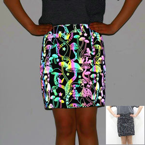 Elegante hip-hop club nocturno fiesta seta impreso tejido sexy alta visión arcoíris falda reflectante Delgado Hip-Abrazando vestido deslizante - Product Image 6