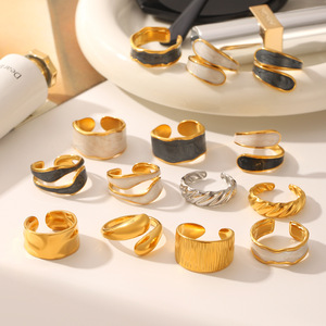 Wholesale Bulk Stainless Steel <b>Rings</b> Gold Plated Oil-drop Multi-style Heart <b>Open</b>-style Non-fading Fine <b>Rings</b> - Product Image 5