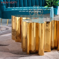 Table basse décorative moderne en acier inoxydable doré brillant, style arbre, pour salon, écologique
