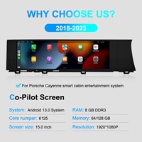 Navihua Nueva Pantalla Táctil de 15 Pulgadas para Copiloto, Android Carplay Multimedia, Pantalla para Pasajeros para Porsche Cayenne 2018-2023