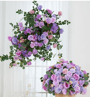 Kit de Décoration Florale Artificielle de Luxe Moderne en Soie pour Mariage et Événements, avec Hortensias Suspendus pour Allée et Toile de Fond de Scène