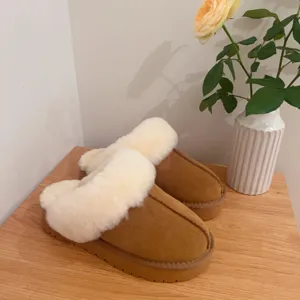 Popular Factory New Arrival Maroon Warm Non-Slip Leather Slippers Suitable For Indoor Snow Boots
