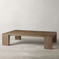 Table basse en bois massif de chêne vieilli de style américain, table basse carrée en bois de poutre anglaise récupérée, style RH pour salon