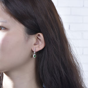 Pendientes de Aro Colgantes de Plata de Ley 925 con Diamantes Pavé Estilo Baguette para Mujer, Joyería de Moda - Product Image 3