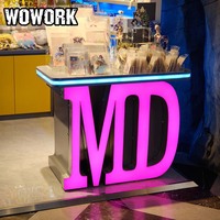 Lettres lumineuses décoratives d'extérieur WOWORK 2026, motif artistique en acier peint au spray, pour vitrine de magasin