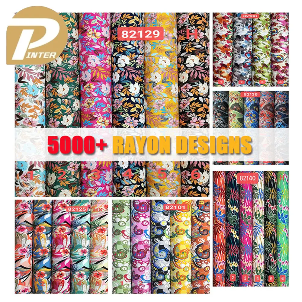 105gsm Hot Bán hoa tùy chỉnh in Rayon poplin vải bán buôn cho phụ nữ Ăn mặc