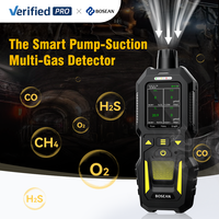 Monitor de 4 Gases de Alta Precisión Bosean con Bomba, Detector de Múltiples Gases Portátil O2 H2S CO LEL con Alarma de Caída SOS