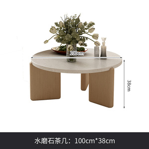 Cream-colored coffee <b>table</b>, suitable for <b>small</b> apartments, minimalist modern style, Instagram-worthy <b>round</b> coffee <b>table</b> set. - Product Image 4