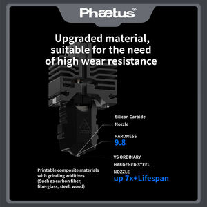 Phaetus Upgraded Conch Hotend Plus EndCoat Nozzle, neuf, buse en carbure de silicium pour imprimantes 3D Bambu Lab X1 P1 Series - Product Image 4